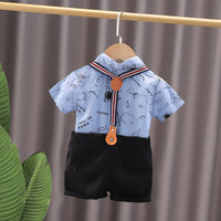 Load image into Gallery viewer, 2 Pieces Set Baby Kid Boys Cartoon Print Shirts And Rompers Wholesale 23032804
