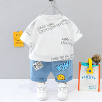 Load image into Gallery viewer, 2 Pieces Set Baby Kid Boys Letters T-Shirts And Print Bow Shorts Wholesale 23032806
