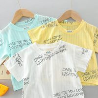 Load image into Gallery viewer, 2 Pieces Set Baby Kid Boys Letters T-Shirts And Print Bow Shorts Wholesale 23032806

