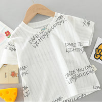 Load image into Gallery viewer, 2 Pieces Set Baby Kid Boys Letters T-Shirts And Print Bow Shorts Wholesale 23032806
