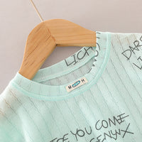 Load image into Gallery viewer, 2 Pieces Set Baby Kid Boys Letters T-Shirts And Print Bow Shorts Wholesale 23032806
