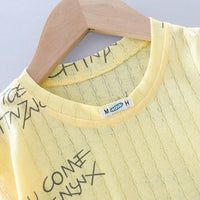 Load image into Gallery viewer, 2 Pieces Set Baby Kid Boys Letters T-Shirts And Print Bow Shorts Wholesale 23032806
