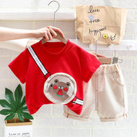 Load image into Gallery viewer, 2 Pieces Set Baby Kid Unisex Cartoon Tops And Solid Color Shorts Wholesale 23032812
