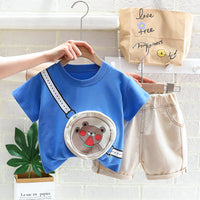 Load image into Gallery viewer, 2 Pieces Set Baby Kid Unisex Cartoon Tops And Solid Color Shorts Wholesale 23032812
