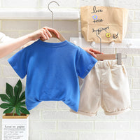 Load image into Gallery viewer, 2 Pieces Set Baby Kid Unisex Cartoon Tops And Solid Color Shorts Wholesale 23032812
