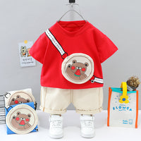 Load image into Gallery viewer, 2 Pieces Set Baby Kid Unisex Cartoon Tops And Solid Color Shorts Wholesale 23032812
