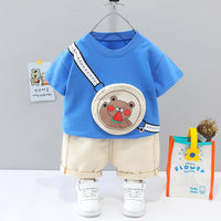 Load image into Gallery viewer, 2 Pieces Set Baby Kid Unisex Cartoon Tops And Solid Color Shorts Wholesale 23032812
