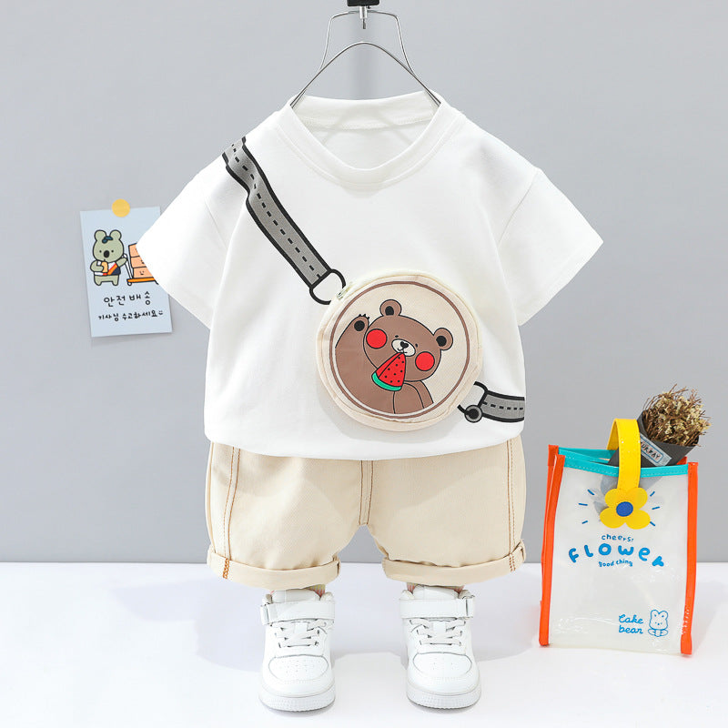 2 Pieces Set Baby Kid Unisex Cartoon Tops And Solid Color Shorts Wholesale 23032812