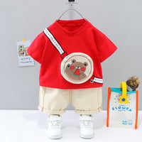Load image into Gallery viewer, 2 Pieces Set Baby Kid Unisex Cartoon Tops And Solid Color Shorts Wholesale 23032812
