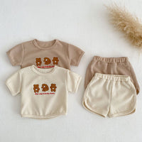 Load image into Gallery viewer, 2 Pieces Set Baby Unisex Letters Cartoon T-Shirts And Solid Color Shorts Wholesale 230328125
