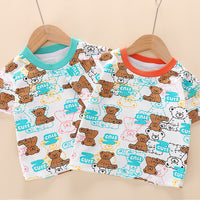 Load image into Gallery viewer, 2 Pieces Set Baby Kid Unisex Cartoon Print T-Shirts And Solid Color Shorts Wholesale 23032814
