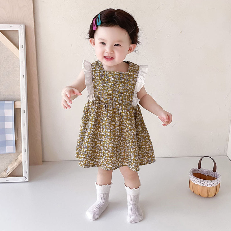 Baby Kid Girls Flower Print Dresses Wholesale 230328148