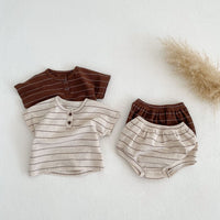 Load image into Gallery viewer, 2 Pieces Set Baby Unisex Striped Polo Shirts And Shorts Wholesale 230328150
