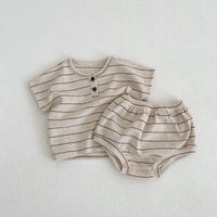 Load image into Gallery viewer, 2 Pieces Set Baby Unisex Striped Polo Shirts And Shorts Wholesale 230328150
