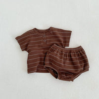 Load image into Gallery viewer, 2 Pieces Set Baby Unisex Striped Polo Shirts And Shorts Wholesale 230328150
