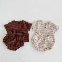 Load image into Gallery viewer, 2 Pieces Set Baby Unisex Striped Polo Shirts And Shorts Wholesale 230328150
