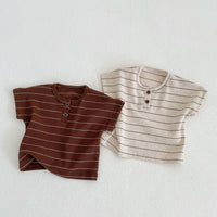 Load image into Gallery viewer, 2 Pieces Set Baby Unisex Striped Polo Shirts And Shorts Wholesale 230328150
