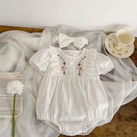 Load image into Gallery viewer, Baby Girls Flower Embroidered Rompers Wholesale 230328153
