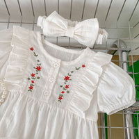 Load image into Gallery viewer, Baby Girls Flower Embroidered Rompers Wholesale 230328153
