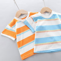 Load image into Gallery viewer, 2 Pieces Set Baby Kid Unisex Striped T-Shirts And Cartoon Jumpsuits Wholesale 23032816
