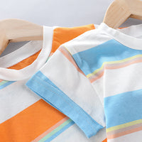Load image into Gallery viewer, 2 Pieces Set Baby Kid Unisex Striped T-Shirts And Cartoon Jumpsuits Wholesale 23032816
