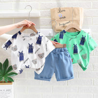 Load image into Gallery viewer, 2 Pieces Set Baby Kid Boys Cartoon Print T-Shirts And Solid Color Shorts Wholesale 23032818
