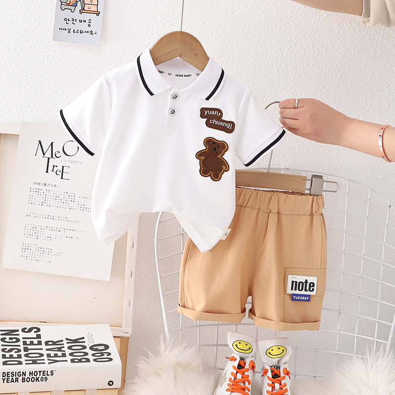 2 Pieces Set Baby Kid Unisex Letters Cartoon Polo Shirts And Shorts Wholesale 230328188