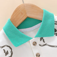 Load image into Gallery viewer, 2 Pieces Set Baby Kid Boys Cartoon Print Polo Shirts And Solid Color Shorts Wholesale 23032819
