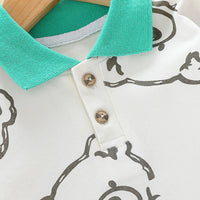 Load image into Gallery viewer, 2 Pieces Set Baby Kid Boys Cartoon Print Polo Shirts And Solid Color Shorts Wholesale 23032819
