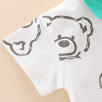 Load image into Gallery viewer, 2 Pieces Set Baby Kid Boys Cartoon Print Polo Shirts And Solid Color Shorts Wholesale 23032819
