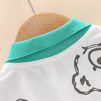 Load image into Gallery viewer, 2 Pieces Set Baby Kid Boys Cartoon Print Polo Shirts And Solid Color Shorts Wholesale 23032819
