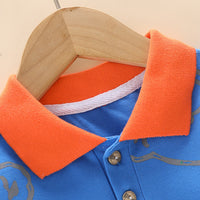 Load image into Gallery viewer, 2 Pieces Set Baby Kid Boys Cartoon Print Polo Shirts And Solid Color Shorts Wholesale 23032819
