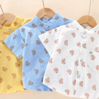 Load image into Gallery viewer, 2 Pieces Set Baby Kid Boys Cartoon Print Tops And Solid Color Shorts Wholesale 23032821
