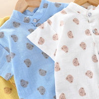 Load image into Gallery viewer, 2 Pieces Set Baby Kid Boys Cartoon Print Tops And Solid Color Shorts Wholesale 23032821
