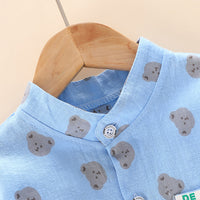 Load image into Gallery viewer, 2 Pieces Set Baby Kid Boys Cartoon Print Tops And Solid Color Shorts Wholesale 23032821
