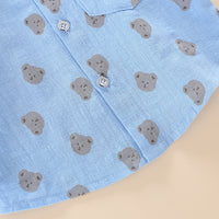 Load image into Gallery viewer, 2 Pieces Set Baby Kid Boys Cartoon Print Tops And Solid Color Shorts Wholesale 23032821
