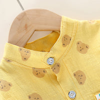 Load image into Gallery viewer, 2 Pieces Set Baby Kid Boys Cartoon Print Tops And Solid Color Shorts Wholesale 23032821
