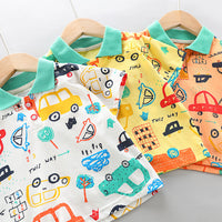Load image into Gallery viewer, 2 Pieces Set Baby Kid Boys Car Print Polo Shirts And Embroidered Shorts Wholesale 23032823
