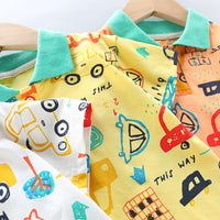 Load image into Gallery viewer, 2 Pieces Set Baby Kid Boys Car Print Polo Shirts And Embroidered Shorts Wholesale 23032823
