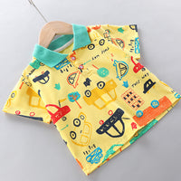 Load image into Gallery viewer, 2 Pieces Set Baby Kid Boys Car Print Polo Shirts And Embroidered Shorts Wholesale 23032823
