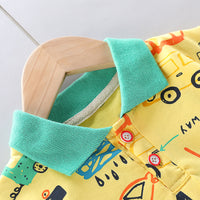 Load image into Gallery viewer, 2 Pieces Set Baby Kid Boys Car Print Polo Shirts And Embroidered Shorts Wholesale 23032823
