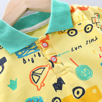 Load image into Gallery viewer, 2 Pieces Set Baby Kid Boys Car Print Polo Shirts And Embroidered Shorts Wholesale 23032823
