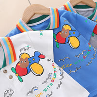 Load image into Gallery viewer, 2 Pieces Set Baby Kid Boys Letters Cartoon Print T-Shirts And Solid Color Shorts Wholesale 23032827
