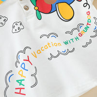 Load image into Gallery viewer, 2 Pieces Set Baby Kid Boys Letters Cartoon Print T-Shirts And Solid Color Shorts Wholesale 23032827
