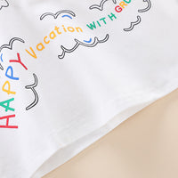 Load image into Gallery viewer, 2 Pieces Set Baby Kid Boys Letters Cartoon Print T-Shirts And Solid Color Shorts Wholesale 23032827

