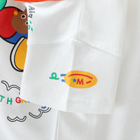 Load image into Gallery viewer, 2 Pieces Set Baby Kid Boys Letters Cartoon Print T-Shirts And Solid Color Shorts Wholesale 23032827
