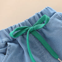 Load image into Gallery viewer, 2 Pieces Set Baby Kid Boys Letters Cartoon Print T-Shirts And Solid Color Shorts Wholesale 23032827
