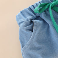 Load image into Gallery viewer, 2 Pieces Set Baby Kid Boys Letters Cartoon Print T-Shirts And Solid Color Shorts Wholesale 23032827
