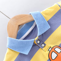 Load image into Gallery viewer, 2 Pieces Set Baby Kid Boys Striped Car Print T-Shirts And Embroidered Shorts Wholesale 23032828
