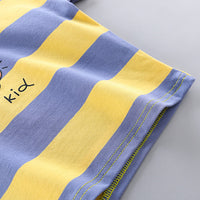 Load image into Gallery viewer, 2 Pieces Set Baby Kid Boys Striped Car Print T-Shirts And Embroidered Shorts Wholesale 23032828
